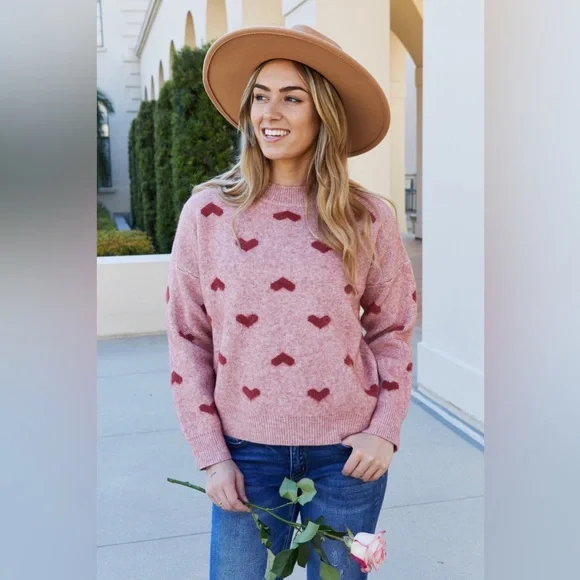 Cozy Love Long Sleeve Heart Sweater - Picture 4 of 7